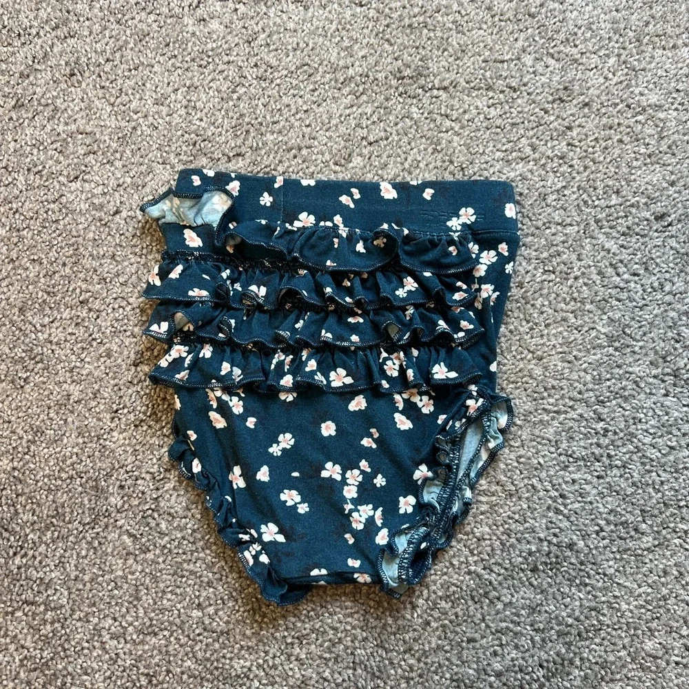 posh‎ peanut Baby Girl 18-24m blue bamboo Floral Ruffle Bloomers Diaper Cover